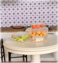 Dollhouse miniature clear stackable food containers