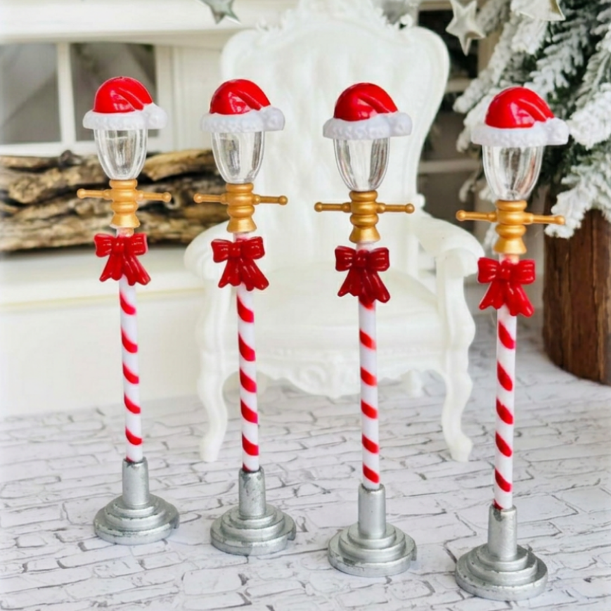 Christmas Candy Cane Street Lights - Set of 4