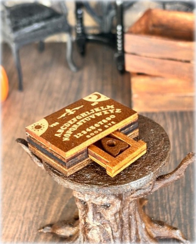 Dollhouse miniature seance fortune teller ouija board halloween