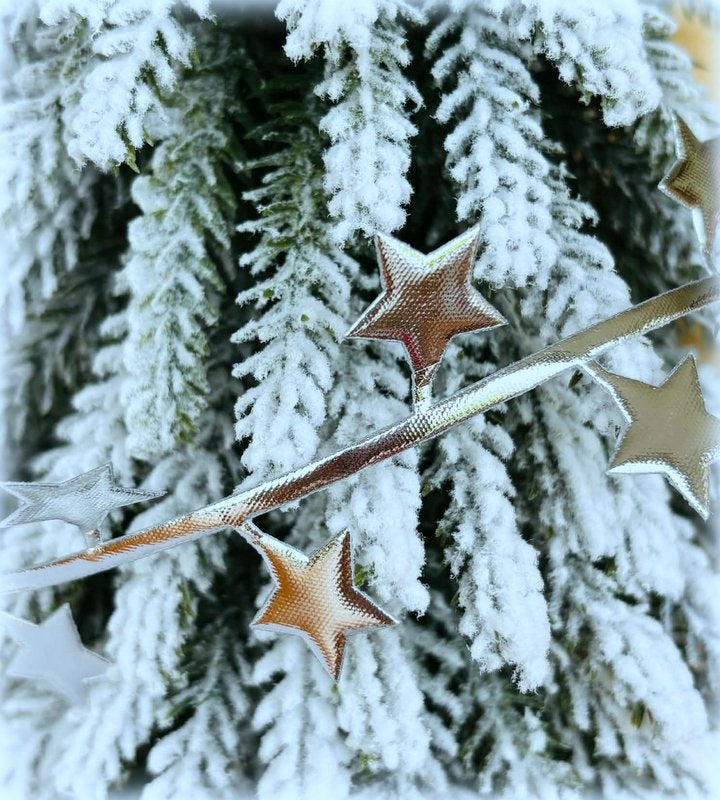 Christmas silver star ribbons for dollhouse decor