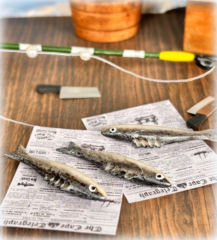 Silver Herring Fish x 3 - Miniature