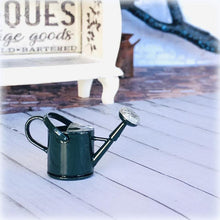 Dollhouse miniature dark green watering can