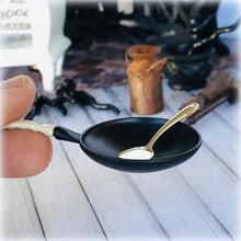 Black Saucepan and Metal Spatula - Miniature