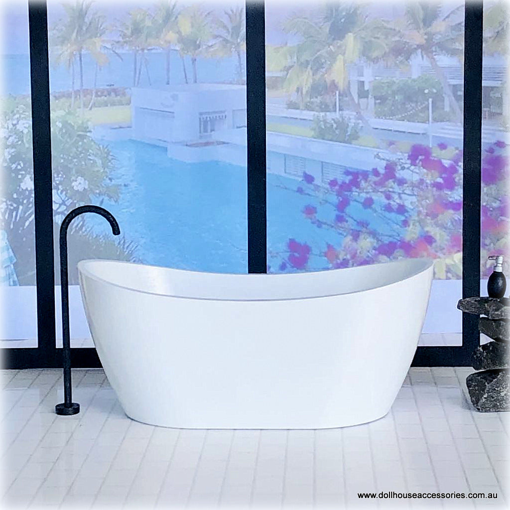 Modern White Bath with Freestanding Tap - Miniature