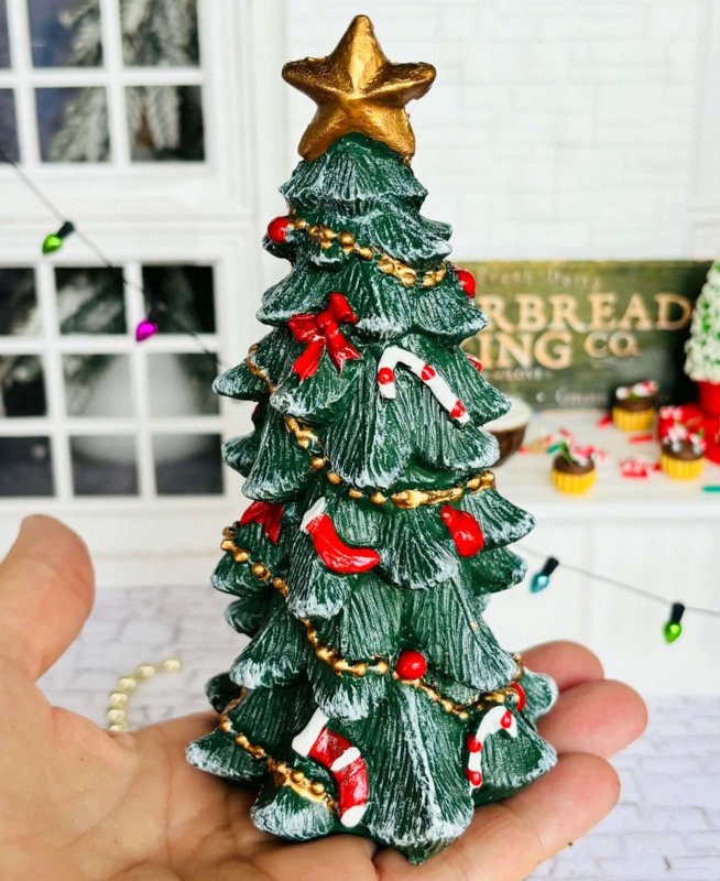 Resin Decorated Christmas Tree - Miniature