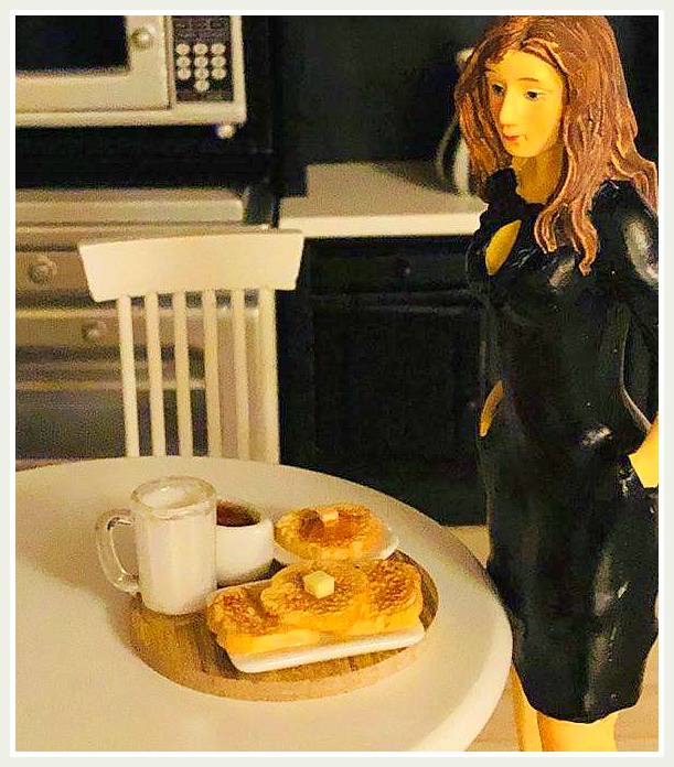 Modern doll dollhouse breakfast kitchen