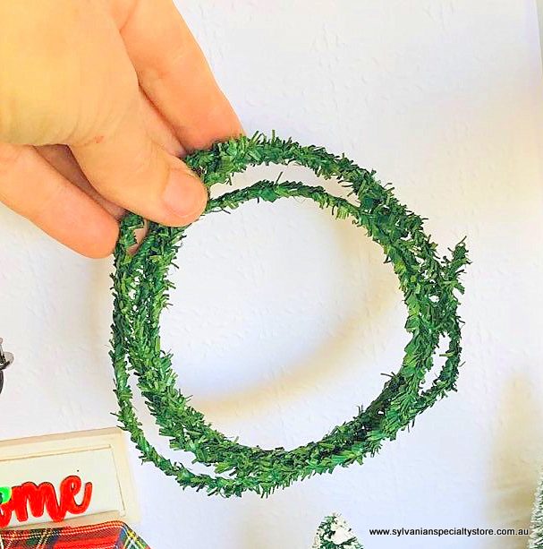 Dollhouse christmas pine wire wrap