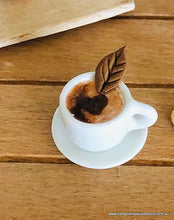 Cup of Coffee and Saucer - Chocolate Leaf - Miniature