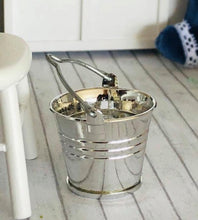 Dollhouse miniature shiny metal bucket Christmas