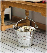 Dollhouse miniature shiny metal bucket rustic farmhouse