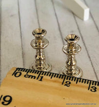 Dollhouse pair of silver candlesticks miniature