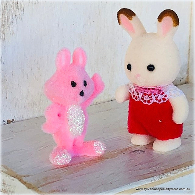 Dollhouse miniature nursery toy pink rabbit