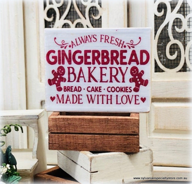 Dollhouse Christmas Sign Gingerbread bakery miniature
