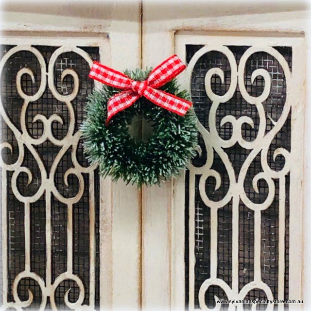 Dollhouse Minaiture Wreath with gingham bow