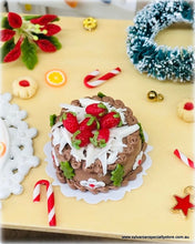 Dollhouse Miniature Christmas Cake Chocolate Strawberryies