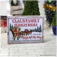 Dollhouse Christmas Sign Claus Sleigh Rides