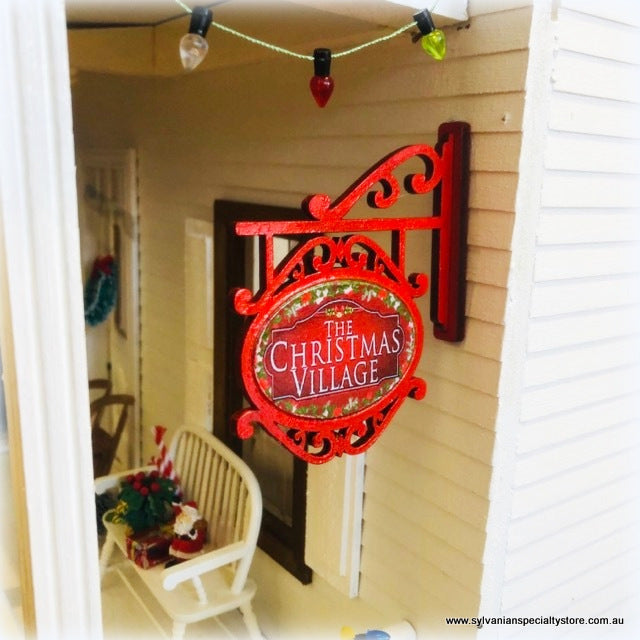 Dollhouse miniature Christmas Village sign