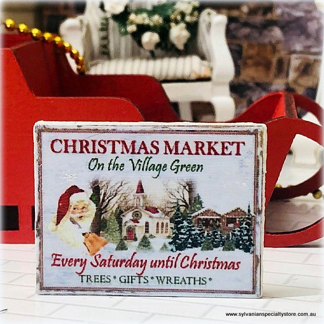Dollhouse Christmas Sign Village Christmas market