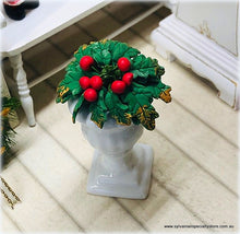 Christmas Holly in White Urn - Miniature
