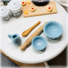 Baking Set: Bowls, Jug, Rolling Pin and Wooden Spoon - Blue