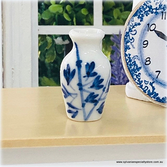 Dollhouse accessories blue white vases