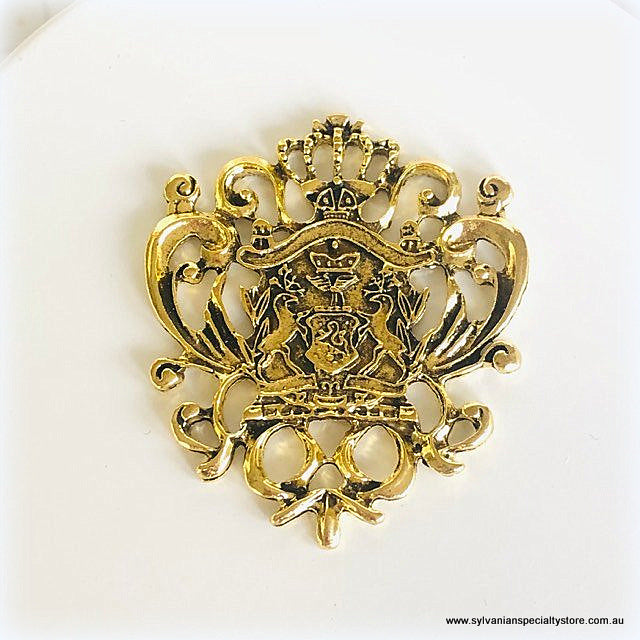 Dollhouse miniature golden royal coat of arms crest