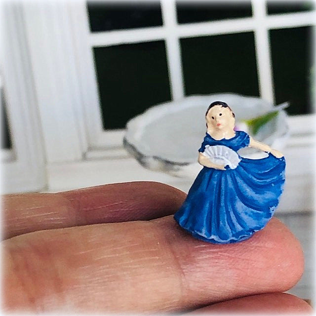 Dollhouse figurine ornament blue lady