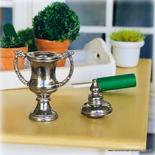 Dollhouse Miniature trophy cup metal pewter competition winner
