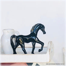 Dollhouse miniature black horse ornament farm rustic country