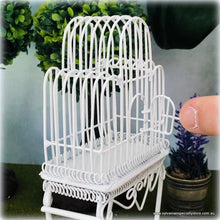 Dollhouse miniature white metal decorative bird cage