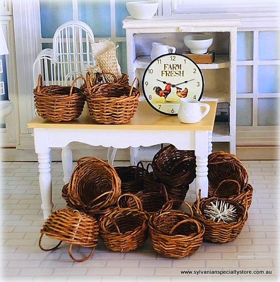 Dollhouse miniature basket wicker dyed