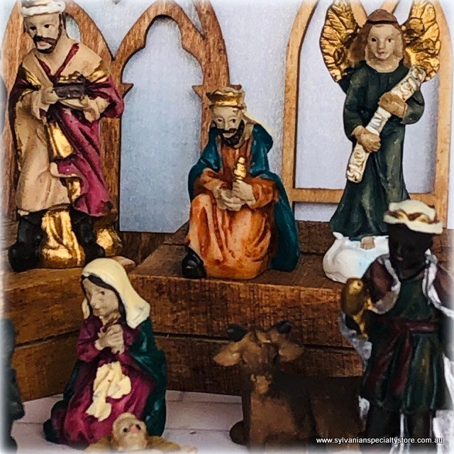 Dollhouse Minaiture Christmas Nativity Baby Jesus Manger Shepherds