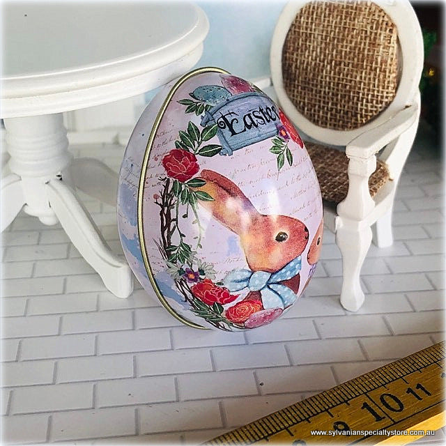 Easter Tin Egg - Bunnies Theme - 6 cm high - Great idea for Gifting a Miniature in!