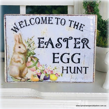 Dollhouse miniature sign Easter Egg hunt