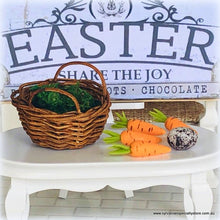 Dollhouse Basket Wicker Easter Carrots speckled egg