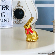 Dollhouse Miniature Lindt Easter Bunny gold wrapped with red bow