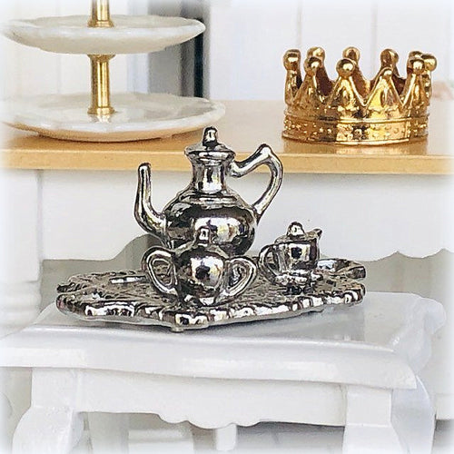 Dollhouse miniature royal silver service