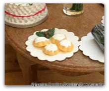 Dollshouse miniature Christmas mince pies cakes on plate holly