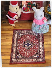Sylvanian Families on miniature carpet oriental rug living room Christmas
