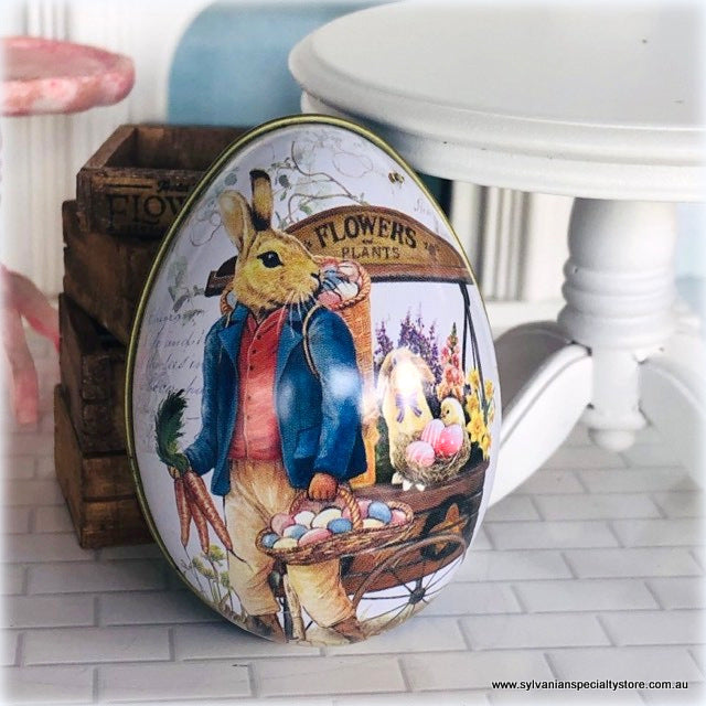 Miniature Easter Egg Tin for Gifting rabbit theme vintage style