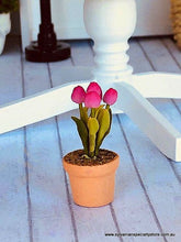 Dollhouse miniature flowers deep pink tulip