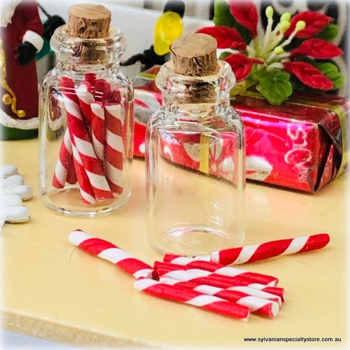 Dollhouse Candy Canes in Jar Christmas treat