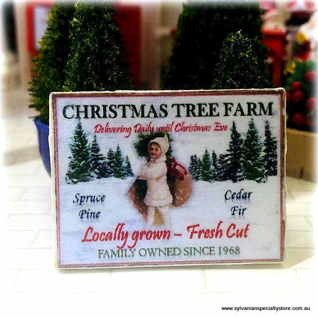 Dollhouse Miniature Christmas Tree Farm Snow scene 
