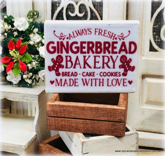 Dollhouse Christmas Sign Gingerbread bakery miniature
