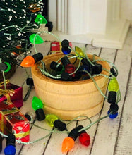 Miniature Wooden tub Christmas tree and lights