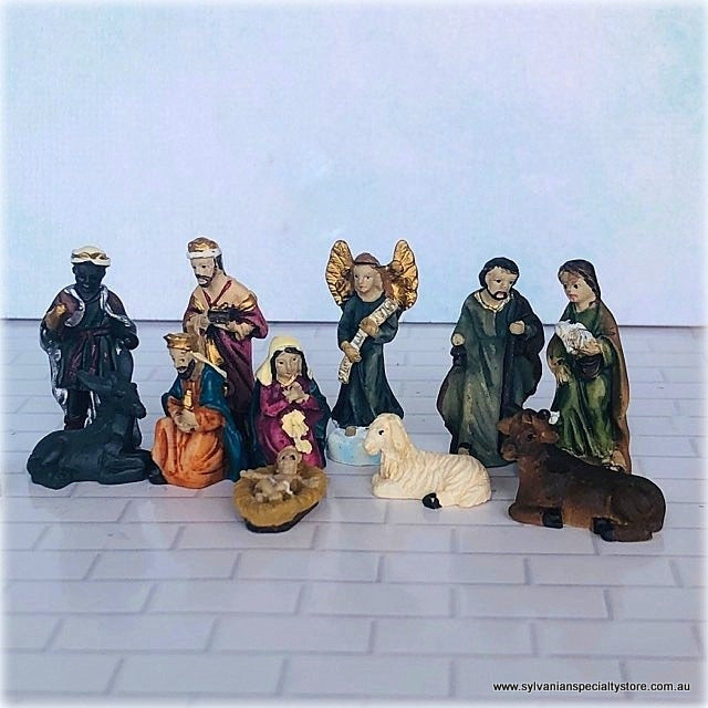 Dollhouse Minaiture Christmas Nativity Baby Jesus Manger Shepherds
