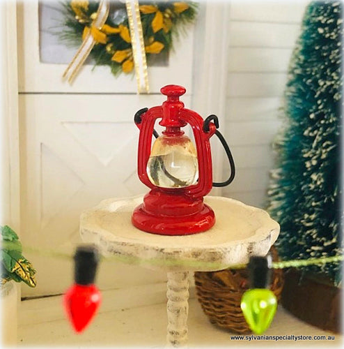 Dollhouse Miniature red lantern christmas decorated scene