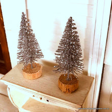Silver Christmas Trees - Pair - 5 cm - Miniature