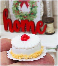 Dollhouse Miniature christmas White cake with cherries