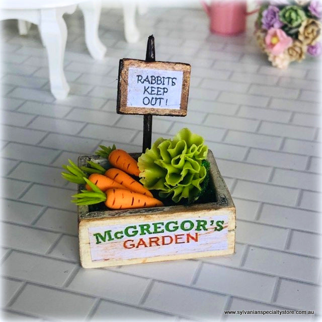 McGregor's Garden Crate with Vegetables and Sign - Miniature